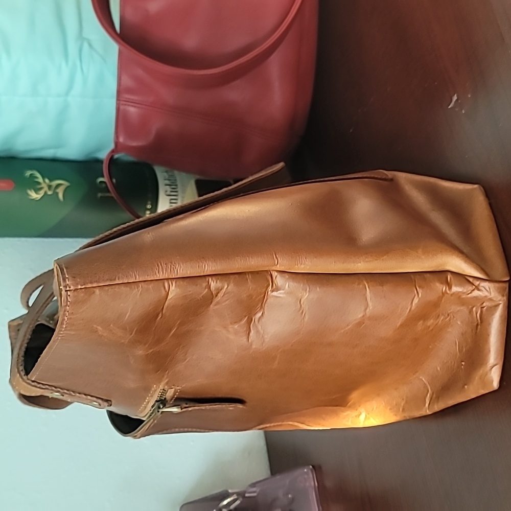 S Zone Women's Bag Large Tote Brown Laptop Crazy Horse Leather Pockets Neutral - Picture 5 of 13